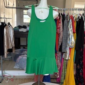 Amanda Uprichard Kelly Green Sleeveless Ruffle-Hem Dress